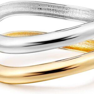 Gold Cuff Bangle Bracelets For Women Set Chunky Trendy Hinged Irregular Cuff Ope